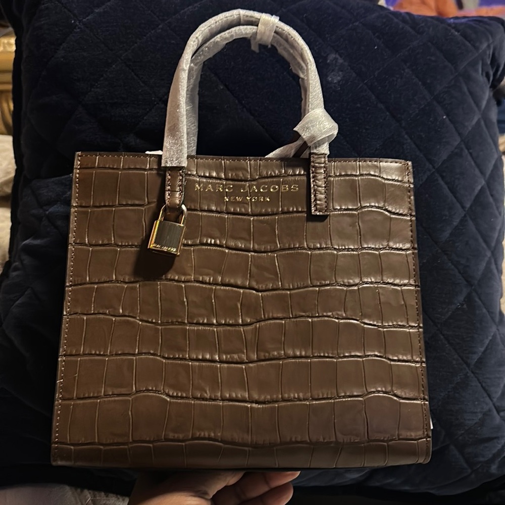 Marc Jacobs Brown Croc-Embossed Mini Bag